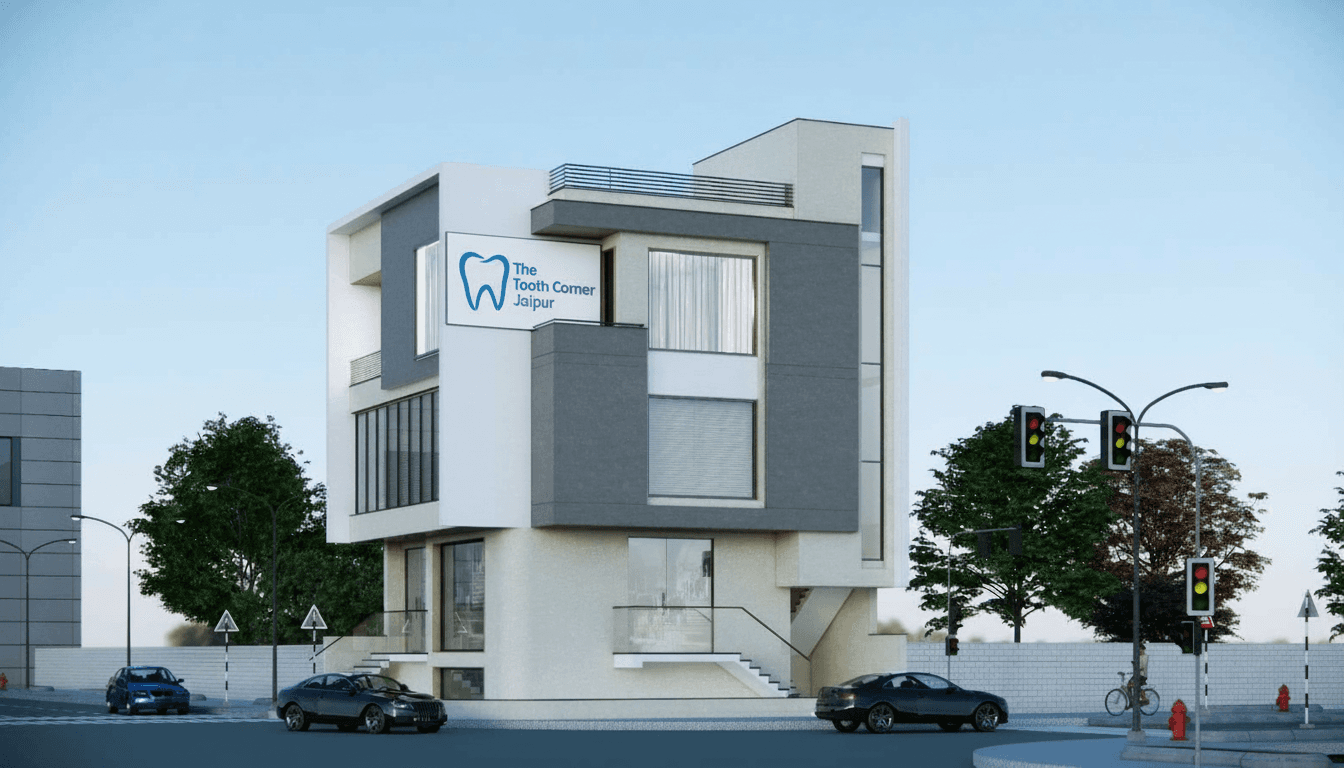 Side profile of The Tooth Corner Jaipur building